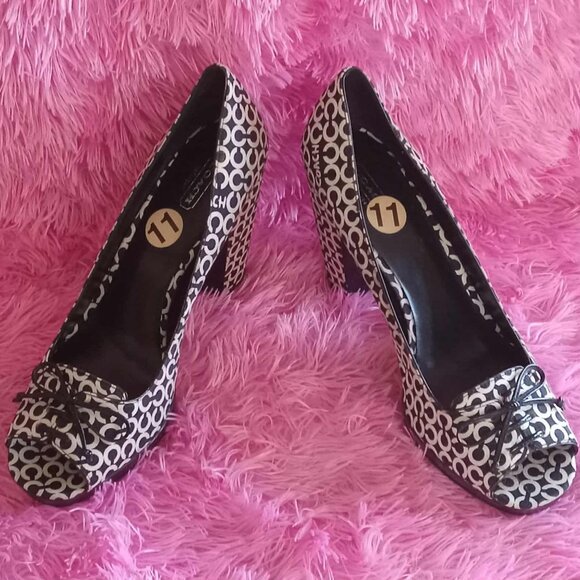 Coach Shoes - Coach Corey Black White Peekaboo Toe Heels Never Worn 11